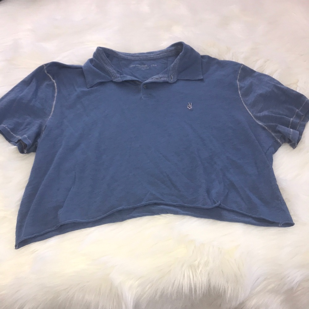 Blue Crop Collared Tee⚡️